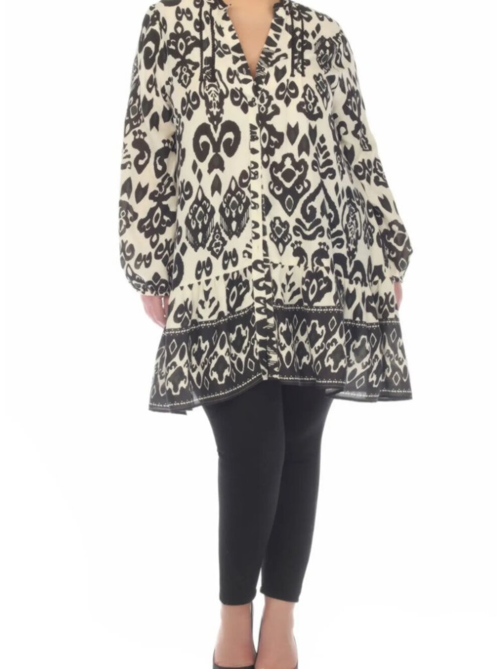 NWT BOHO Me Button Front Tunic Black 2X
